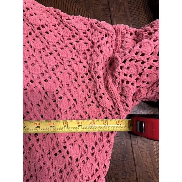POL Sweater Women's Large 3/4 Wide Sleeves Cropped Oversized Boho Artsy Pink - Picture 9 of 12